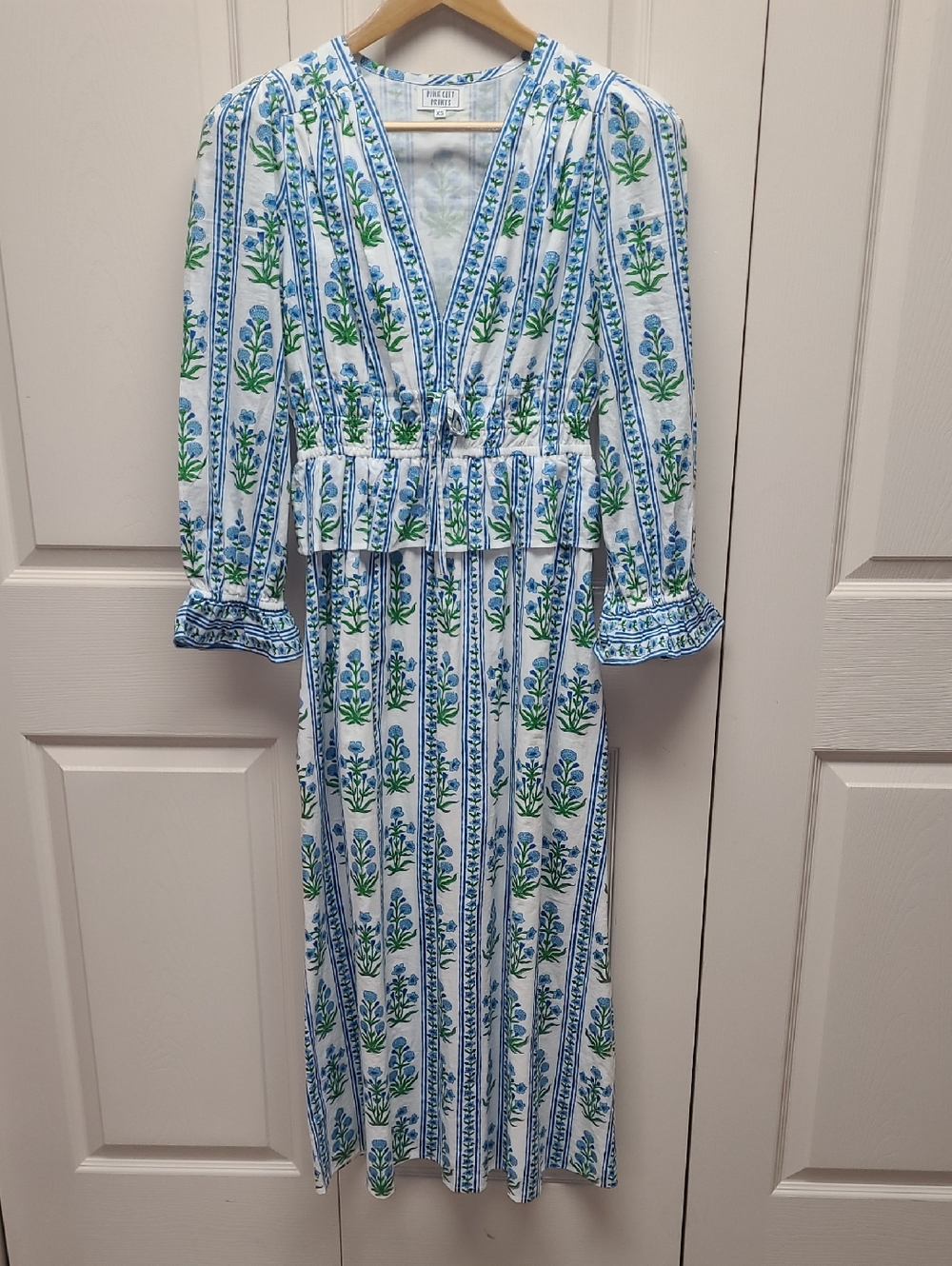 Charming Fairy luxurious Floral block print Midi Dress - Peplum elastic Waist